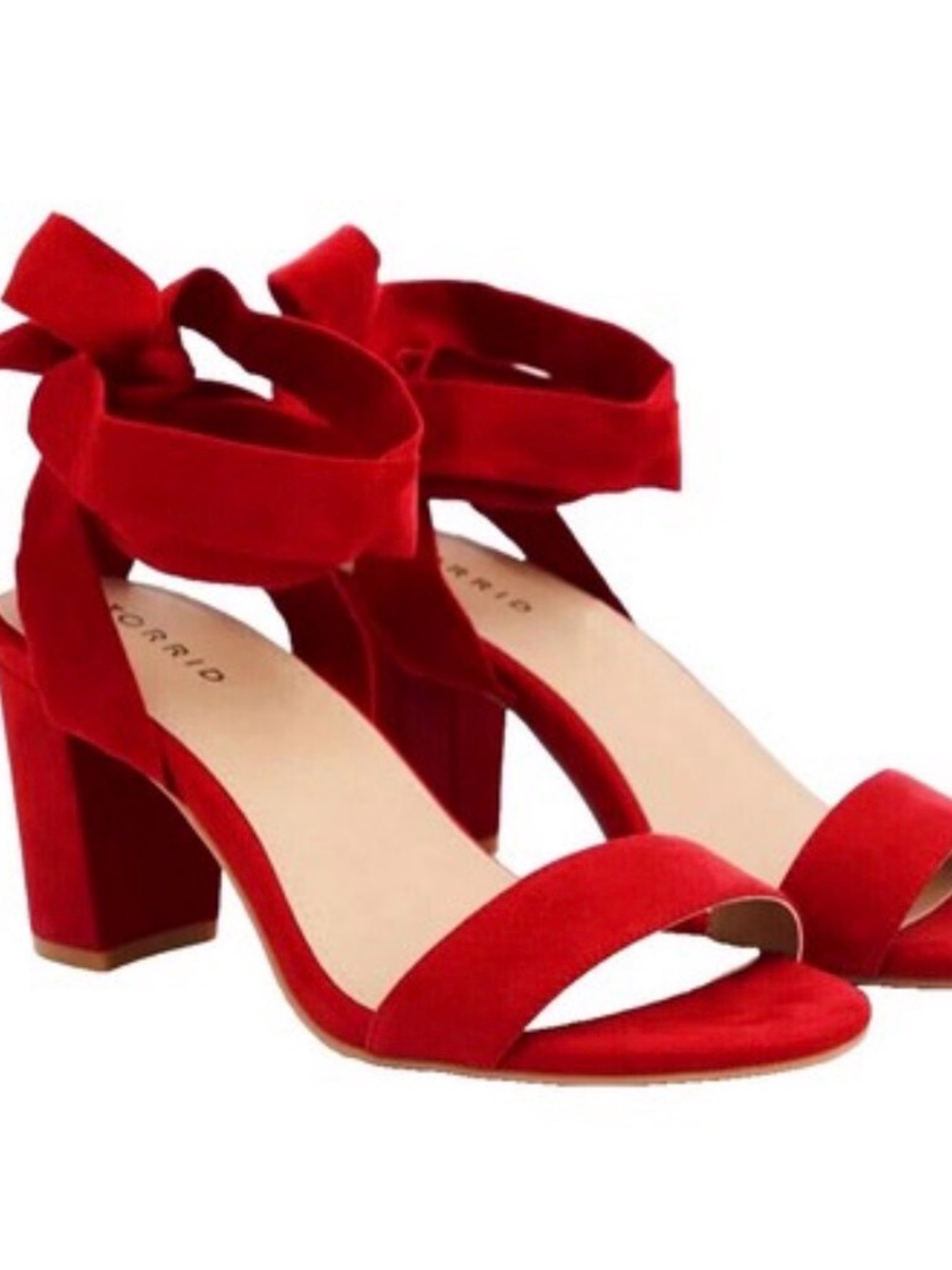 torrid Red Ankle-Tie Block Heel Sandals
